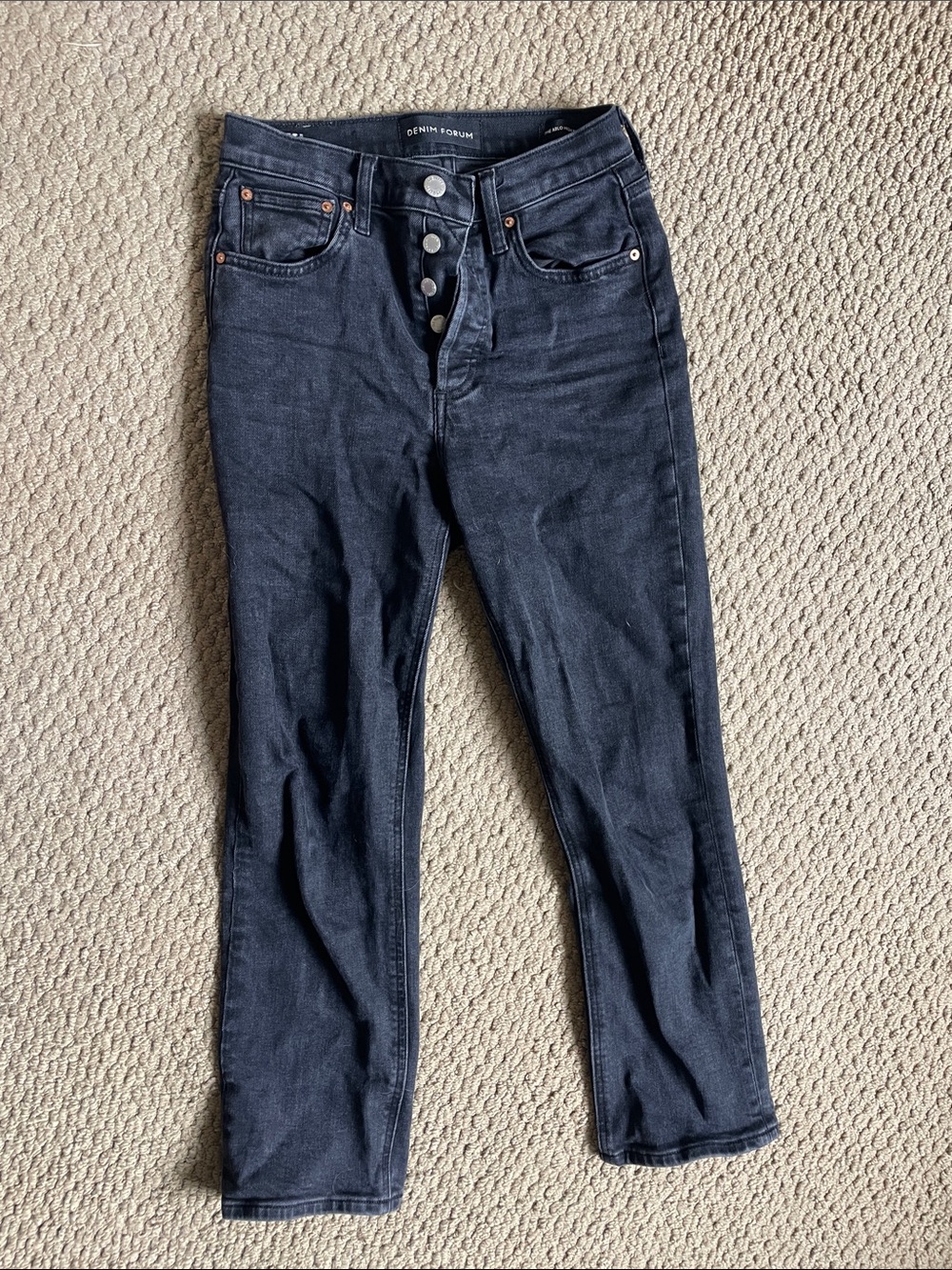 Denim Forum Washed Black High-Rise Button-Fly Jeans